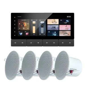 6.2 Inch Screen Smart Audio System Tuya Home Bleutooths Wall Amplifier Built in Zigbee Gateway IR Ceiling Speaker Control Panel