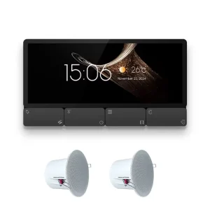 6.2 Inch Screen Smart Audio System Tuya Home Bluetooth Wall Amplifier Built in Zigbee Gateway IR Ceiling Speaker Control Panel