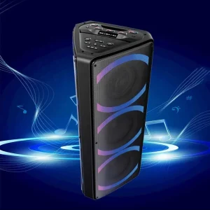 6.5 Inch Woofer Trolley Speaker with Wireless Mic RGB LED Lighting Portable Karaoke System for Computer and Outdoor Use