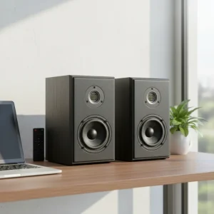 60W 4-inch Subwoofer Wooden Bookshelf Computer Speakers System 2.0 Active Wired Wireless BT5.3 for Home Theatre Studio Monitor Phone