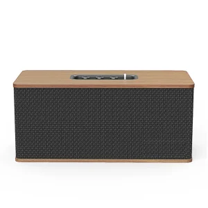 60W BT 5.3 Wooden Retro Speaker with Bass Treble Adjustment for Car Outdoor Lawn Home