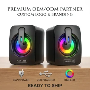 7-Color LED RGB Computer Speakers USB Powered 3W*2 Wired PC Speakers 2.0 Stereo Sound for Gaming Desktop Laptop PC