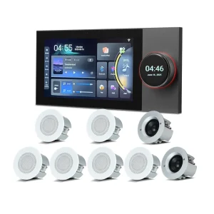 7 Inch Tuya Smart Home Background Music System 8*25W Super Ceiling Speaker Intelligent Central Control Panel Wall Amplifier