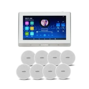 7825M+CR525 7 Inch Touch Screen Bluetooth Remote Control Wall Amplifier 8 Passive Ceiling Speakers Smart Stereo Sound System