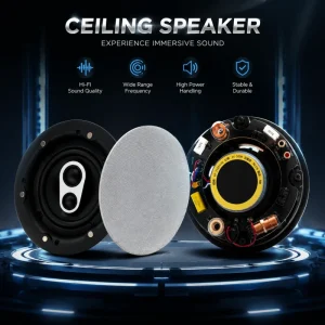 8 Inch 3 Way HiFi Ceiling Speaker System for Home ABS Panel Built in Crossover Mid Bass Tweeter Ceiling Speakers
