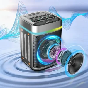 8″ RGB LED PA Karaoke Speaker 20W Home Theatre Outdoor Battery Operated with Built in Mic & Display Screen