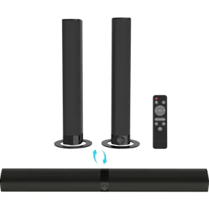80W 2.0 CH Detachable Soundbar with OPT/ARC/AUX/BT Connections Surround Sound System for Home Theater Wall Mountable