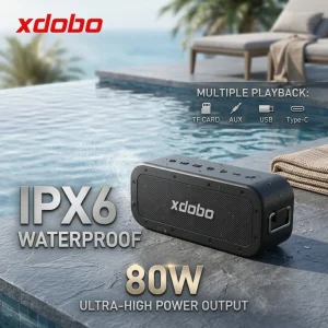 80W Bass Boost HiFi Stereo Portable Speaker IPX6 Waterproof Outdoor BT 5.2 Party Speaker TF Card AUX USB