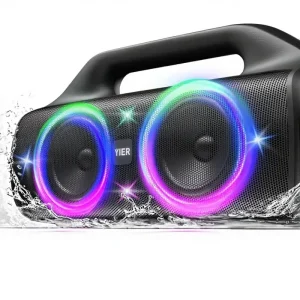 80W Peak Portable Wireless RGB Lighted Stereo BT 5.3 IP67 Waterproof 10000mAh Battery Deep Bass Outdoor Speaker Dual