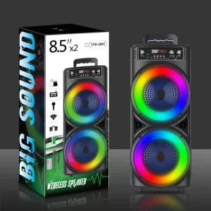 8inch Outdoor Portable Party Speaker With Built in Flashing Lights Powerful Sound and Deep Bass