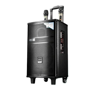 A 28 Wooden Trolley Karaoke Speaker DSP Blue Tooth Karaoke Speaker Professional Karaoke Speakers for Stage Performances