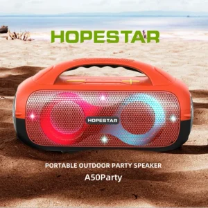 A50 Mini Karaoke Box 80W High Power Bluetooth Subwoofer with LED Lights for Outdoor Parties Portable Party Speaker