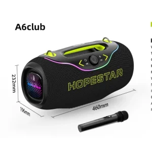 A6Club High-Power Speaker RGB LED Lighting Built-in Microphone Heavy Bass Portable Wireless Battery IPX6 Waterproof for 2.1