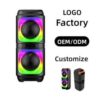 ABS-2402 Portable Wireless BT Speaker Deep Bass RGB Ambient Light for Indoor Outdoor Gathering Use