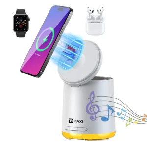 ABS Portable Rechargeable Hi Fi Wireless Speakers with Night Light and 3 in 1 Earbuds Watch Phone Magnetic Wireless Charger