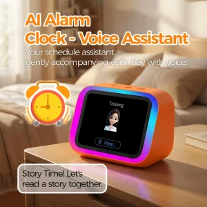 AI Smart Voice Assistant Multifunction Bluetooth Speaker Call Translator Alarm Clock White Noise Machine LCD Touch Screen