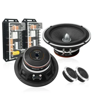 AK-6502 6.5 Inch Component Car Speaker System 250W Woofer & Silk Dome Tweeter Aluminum Frame KSV Series
