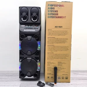 AO 1021 Super Bass Stereo Woofer Party Bluetooth Speaker Wireless Mic RGB Light Active Stage HIFI Music Karaoke Speaker