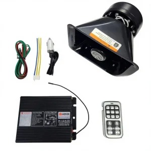AS920 Car Alarm Horn with Square Port 200W Complete Set of Vehicle-Mounted Wireless Remote Control Loudspeaker 12V