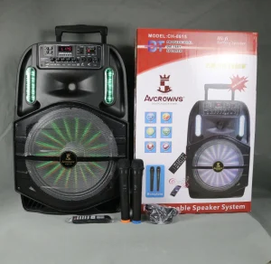 AVCROWNS CH 8615 Trolley 15inch Party Speaker 15inch Outdoor Portable Speaker Sound System