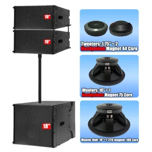 Active 2-Way 10inch Line Array Tower Speakers 5000W Output Professional DSP Audio Sound System