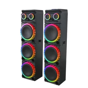 Active Wireless Subwoofer Speaker with FM Radio RGB LED Lighting Computer Compatible Dual Speakers