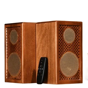 Admirer V5.0 Bookshelf Speakers HiFi Stereo 2.0 Channel Natural Wooden Vintage 70W Powered Remote Control for Mobile Phone