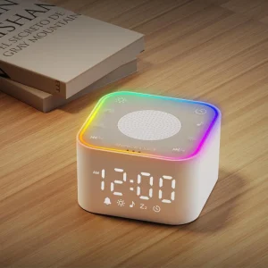 Alarm Clock Colorful Night Light White Noise Sound Machine Speaker For Bedroom Sleep Study Office