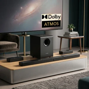 All in One Nova S90 Soundbar System Dolby Atmos Wireless Rear Speakers No Clutter Big Sound
