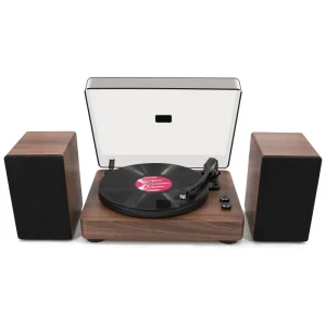 All in One Vinyl Record Player Hi-Fi System Bluetooth Turntable Players with Stereo Bookshelf Speakers Built-in Phono Preamp