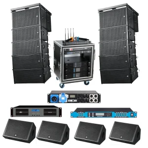 Amplifier Speaker LA System Dual 10 Inch Line Array Speaker and Dual 18 Inch Line Array Subwoofer for Church Wedding Stage
