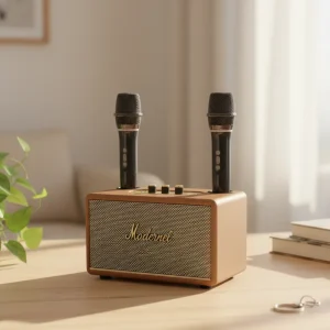 Audio Karaoke Microphone All-in-one Home KTV Wireless for 5.3 Speaker with Wooden Cabinet Model M72