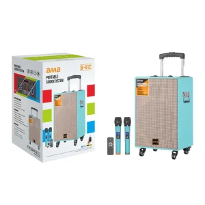 B V12 Pro 12 Inch Outdoor Audio Active Karaoke Speakers Powerful Trolley Wheels Parties Home Theatre Mobile Phone Use