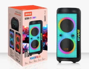 B208 21 Dual 8 Inch Woofer High Power Speaker RGB Lighting Rechargeable Battery for Outdoor Activity Factory Direct Sales