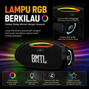 BMTL B-O-O-M 100W BT 5.3 Wireless Super Bass Speaker Subwoofer Boombox Portable RGB Light IPX6 Waterproof Music Player