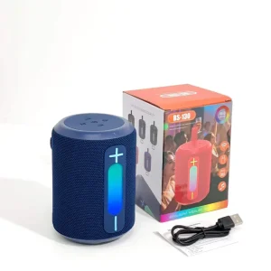 BS-130 Portable Fabric Bluetooth Speaker with RGB LED Light Wireless Mini Speaker with TWS TF/USB for Home Travel & Parties