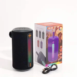 BS-229 Portable Fabric Bluetooth Speaker with RGB LED Light Wireless Mini Speaker with TWS TF USB for Home Travel & Parties