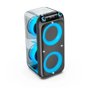 BT Transparent Outdoor Trolley Wireless for 5.0 Speaker RGB LED Plastic High Power 60W Audio Long Battery Life Subwoofer