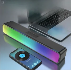 BT Wireless Speaker Subwoofer Long Strip RGB Light Desktop Speaker