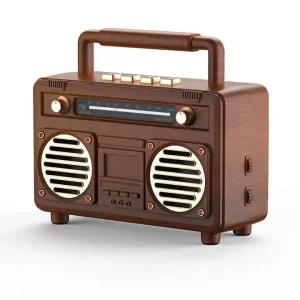 BT21 Retro Wireless Speaker Portable TF Card Subwoofer Outdoor Bluetooth Speaker Wood Grain Stereo Surround Sound