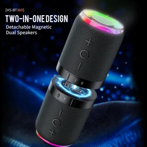 BT369 HiFi 10W Strong Bass 2-in-1 Magnetic Dual Split Wireless Speaker IPX6 with RGB Lights BT5.4 TWS Pairing