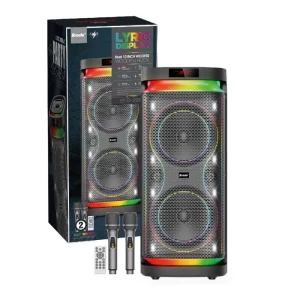BTS-2291 Stereo System Sound Tower Dual 10 Inch Woofer Outdoor DJ Party Box with 2 Wireless MIC BT Speaker