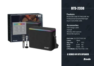 BTS-2338 Rechargeable Wireless Plastic FM Radio Portable Karaoke Box BT Speaker for Computer & Mobile Phone KTS