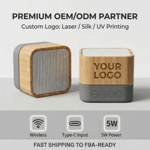 Bamboo Mini Square Wood Speaker Custom Logo for Corporate Party Gifts