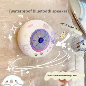 Bathroom Waterproof Speaker Kitchen Large Suction Cup Wireless Portable Stereo Outdoor Built-in Battery