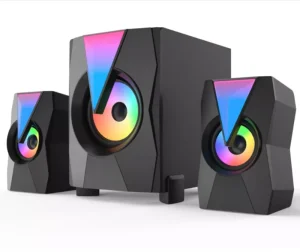 Big Bass 2.1 Series Computer Speaker RGB LED Light Subwoofer USB Wireless Powered Wooden Speaker for 5.0 Dual