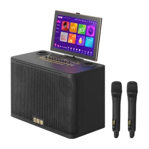 Black Professional Speaker Wireless Player Portable Karaoke System Audio Set for Singing
