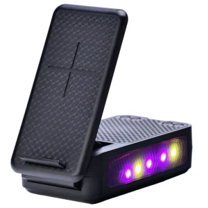 Black Speaker with Phone Stand 2 in 1 Desktop Holder and Stereo Audio Speaker for Cell Phones