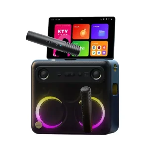Bluetooth Connectivity Portable Camping Karaoke Speaker Microphone Tablet Screen