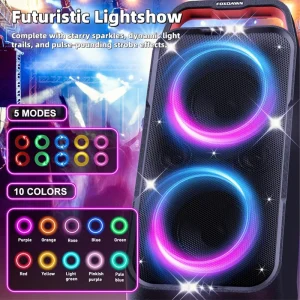 Bluetooth Speaker 240W High Volume Bass Deep Bass Wireless Subwoofer 15 Hours Battery LED Light Show Party Outdoor